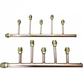 Juego colector abocardado 5 salidas VRF 2 tubos MUNDOCLIMA DXFQT5-02 gas y líquido