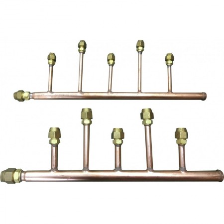 Juego colector abocardado 5 salidas VRF 2 tubos MUNDOCLIMA DXFQT5-02 gas y líquido