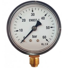 Manómetro Ø60mm vertical 1/4" 0 a 60bar