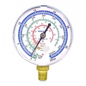 Manómetro de alta rojo WK-6814 Ø68 para R410A. R407C. R32. R134a con conexión 1/8" NPT
