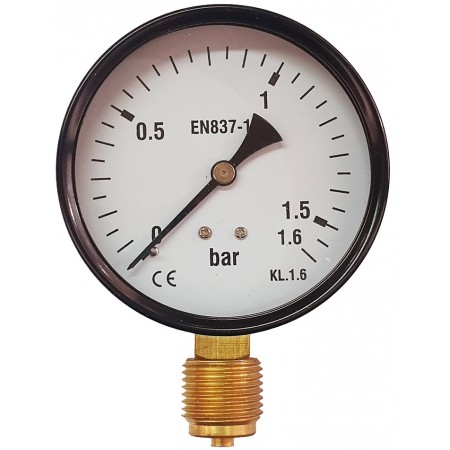 Manómetro Ø80mm vertical 1/2" 0 a 1.6bar