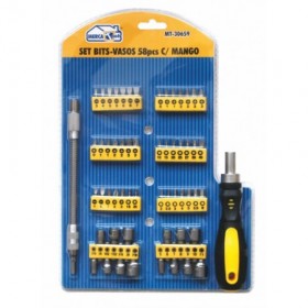 Set 58 uds Destornillador. vasos y puntas bits MERCATOOLS
