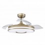 Ventilador de techo cuero 3 aspas desplegables con luz FABRILAMP mini DANI Ø91cm