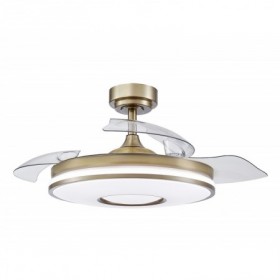 Ventilador de techo cuero 3 aspas desplegables con luz FABRILAMP mini DANI Ø91cm