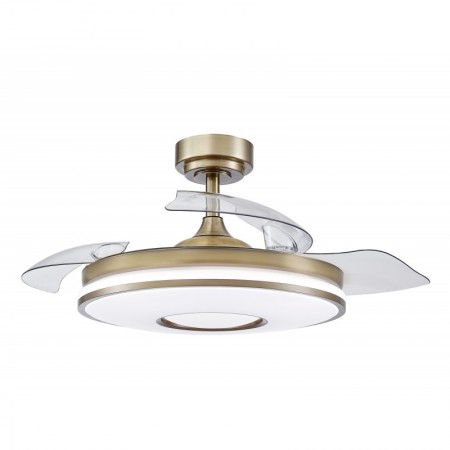 Ventilador de techo cuero 3 aspas desplegables con luz FABRILAMP mini DANI Ø91cm