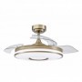 Ventilador de techo cuero 3 aspas desplegables con luz FABRILAMP mini DANI Ø91cm
