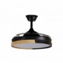 Ventilador de techo negro/haya 3 aspas desplegables con luz y mando FABRILAMP EMPERADOR Ø106cm