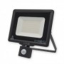 Proyector luz led exterior slim negro IP65 50W 6400K con sensor de movimiento