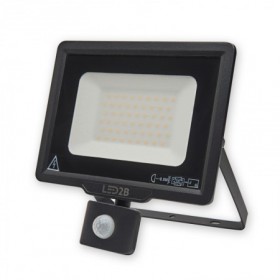 Proyector luz led exterior slim negro IP65 50W 6400K con sensor de movimiento
