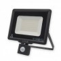 Proyector luz led exterior slim negro IP65 50W 6400K con sensor de movimiento