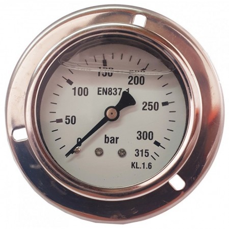Manómetro glicerina Ø63mm horizontal con aro frontal 1/4" 0 a 315bar