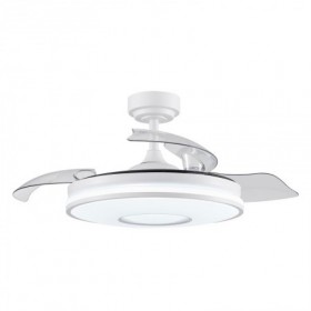 Ventilador de techo blanco 3 aspas desplegables con luz y mando FABRILAMP mini DANI Ø91cm