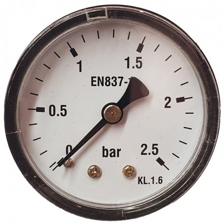 Manómetro Ø50mm horizontal 1/4" 0 a 2.5bar