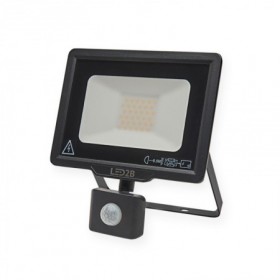 Proyector luz led exterior slim negro IP65 30W 6400K con sensor de movimiento