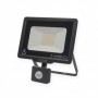 Proyector luz led exterior slim negro IP65 30W 6400K con sensor de movimiento