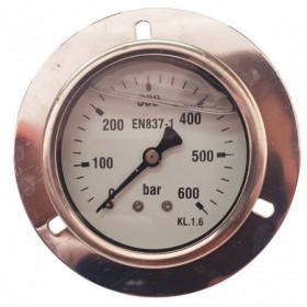 Manómetro glicerina Ø63mm horizontal con aro frontal 1/4" 0 a 600bar