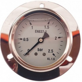 Manómetro glicerina Ø63mm horizontal con aro frontal 1/4" 0 a 2.5bar