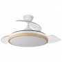 Ventilador de techo blanco/haya 3 aspas desplegables con luz y mando FABRILAMP mini EVROS Ø91cm