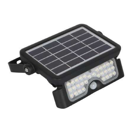 Proyector led solar negro IP65 5W 4200K con sensor de movimiento