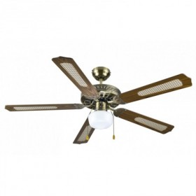 Ventilador de techo metal/madera 5 aspas con luz y accionamiento a cadena FM VT-CLASSIC 130B Ø132cm