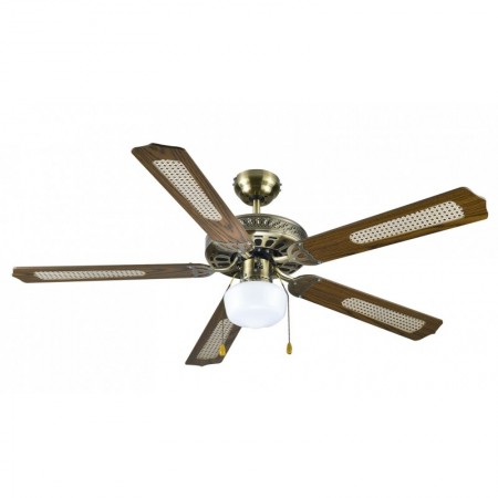 Ventilador de techo metal/madera 5 aspas con luz y accionamiento a cadena FM VT-CLASSIC 130B Ø132cm