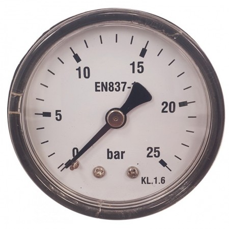 Manómetro Ø50mm horizontal 1/8" 0 a 25bar