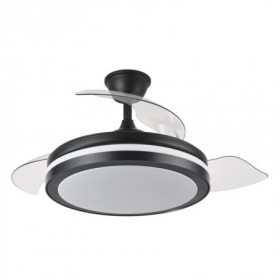 Ventilador de techo negro 3 aspas desplegables con luz y mando FABRILAMP mini ESPARTA Ø91cm