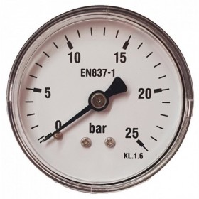 Manómetro Ø50mm horizontal 1/4" 0 a 25bar