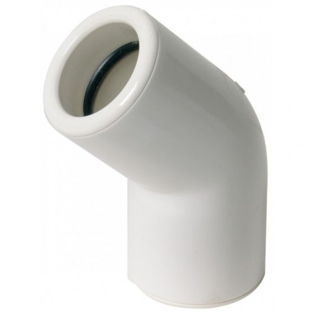 Codo 45º tubo desagüe rígido PVC blanco Ø32 con junta