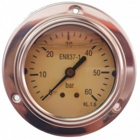 Manómetro glicerina Ø63mm horizontal con aro frontal 1/4" 0 a 60bar