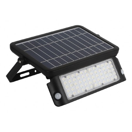 Proyector luz led exterior solar negro IP65 10W 4200K con sensor de movimiento