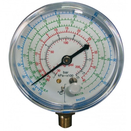 Manómetro de baja vertical  de R22. R427. R417A y R422D Ø63mm
