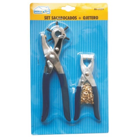 Set sacabocados con ojetero y ojetes MERCATOOLS