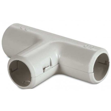 Te para tubo blindado eléctrico PVC enchufable gris Ø16mm