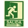 Señal Salida derecha con dibujo y logo sencilla. conforme a Norma UNE-23035