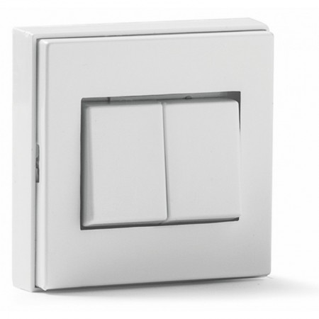 Interruptor doble conmutador superficie blanco VOLTIMERC 10A 250VAC