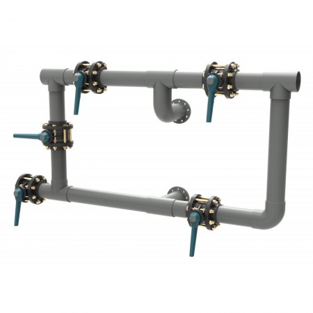 Batería 5 válvulas manual para filtro piscina laminado industrial DN75