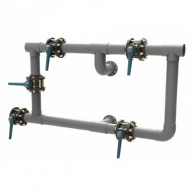 Batería 5 válvulas manual para filtro piscina laminado industrial DN160