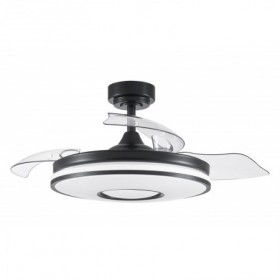 Ventilador de techo negro 3 aspas desplegables con luz y mando FABRILAMP DANI Ø108cm