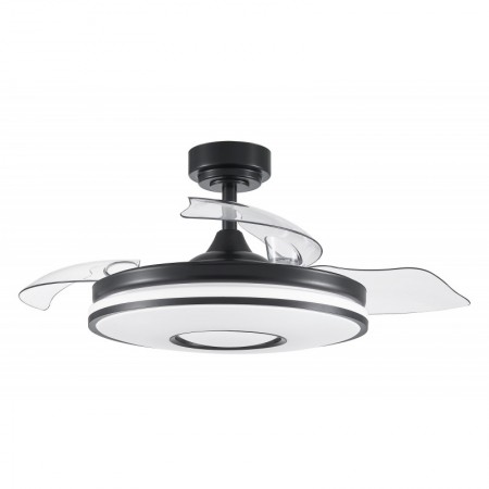 Ventilador de techo negro 3 aspas desplegables con luz y mando FABRILAMP DANI Ø108cm