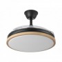 Ventilador de techo negro/haya 3 aspas desplegables con luz y mando FABRILAMP mini EVROS Ø91cm