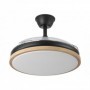 Ventilador de techo negro/haya 3 aspas desplegables con luz y mando FABRILAMP mini EVROS Ø91cm