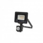 Proyector luz led exterior slim negro IP65 10W 6400K con sensor de movimiento