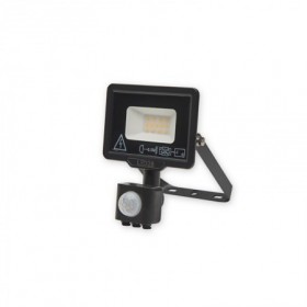 Proyector luz led exterior slim negro IP65 10W 6400K con sensor de movimiento