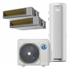Conjunto aire acondicionado multisplit conducto 2x1 + ACS MUNDOCLIMA MUCR-09+18-H14 + ACS 190L WiFi R32 monofásico