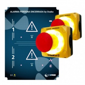 ALARMA DE PERSONA ENCERRADA APE-2XL CON UNA CENTRALITA DE DOS CIRCUITOS (1 CON BATERIA) Y DOS PULSADORES LUMINOSOS