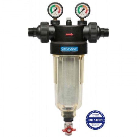 Filtro de agua autolimpiante con manómetros 1" 50µm en inox. CINTROPUR NW 280