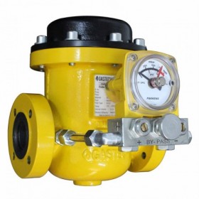 Filtro DN40 PN25 Bridas ANSI 150 con manómetro diferencial y válvula de purga.  sentido D - I GASTECH GS40