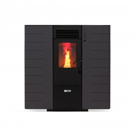 ESTUFA PELLET EXTRAPLANA MUNDOCLIMA BIOTHERM COLOR GRIS SLIM CANALIZABLE BREUER 8 kW