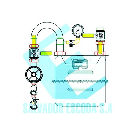 Conjunto  MPB para G25 en FIG I de membrana Ps: 300 mbar Q: 40 Nm3/h con máx. y min. MERCAGAS C25NGB